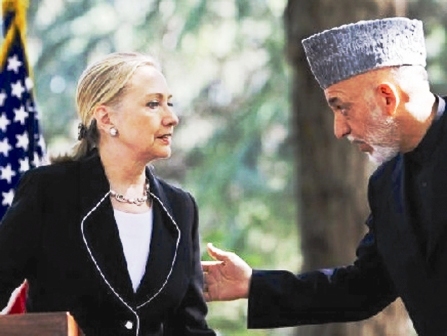 حامد كرزاي وهيلاري كلينتون